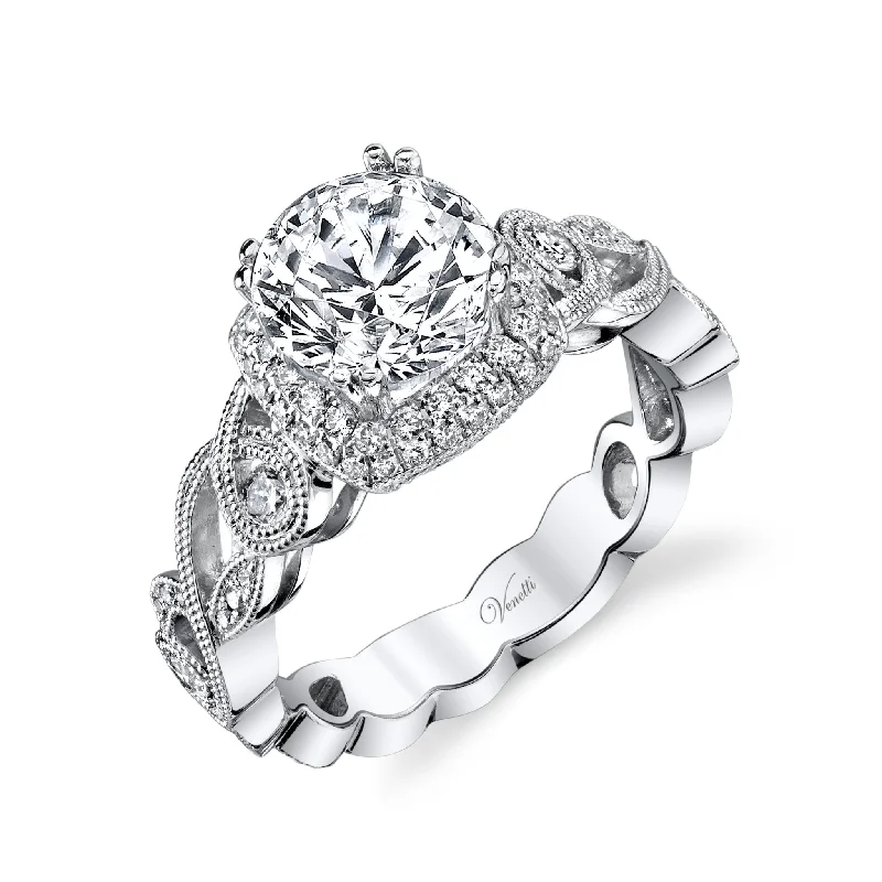 14K White Gold Engagement Ring