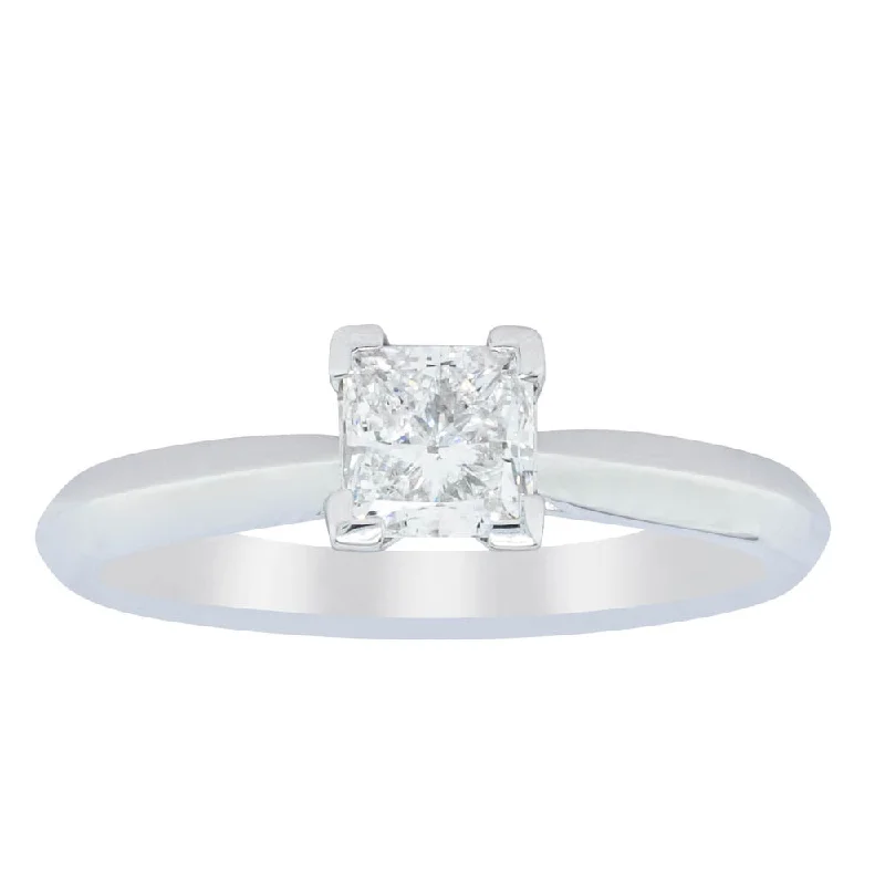 18ct White Gold .70ct Princess Cut Diamond Venetian Ring