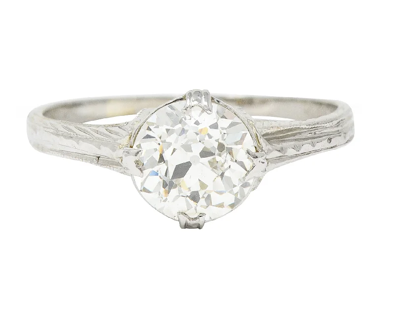 1920's J.W. Grant & Co. Art Deco 1.60 CTW 18 Karat White Gold Engagement Ring