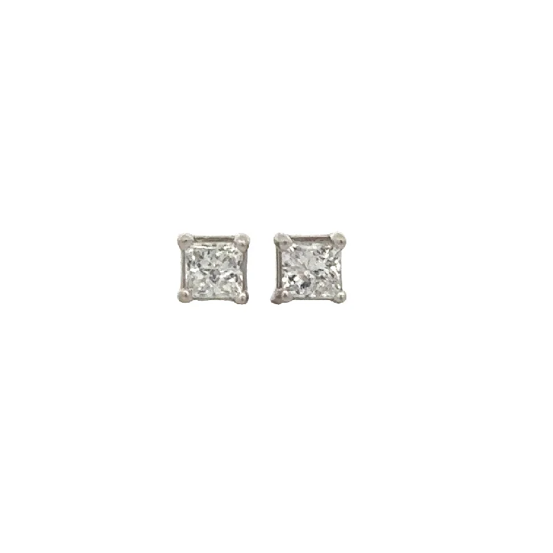 .58 CTW Princess Cut Diamond Stud Earrings