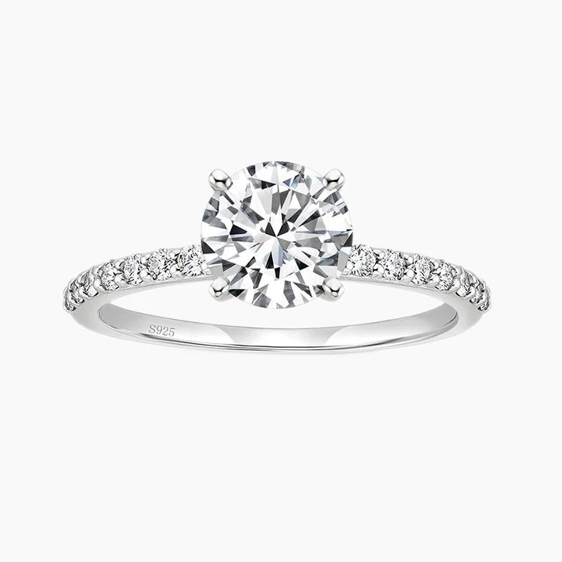 925 Sterling Silver Round Brilliant Moissanite Ring