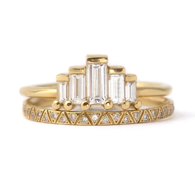 Art Deco Engagement Ring Set with Baguette Cut Diamonds