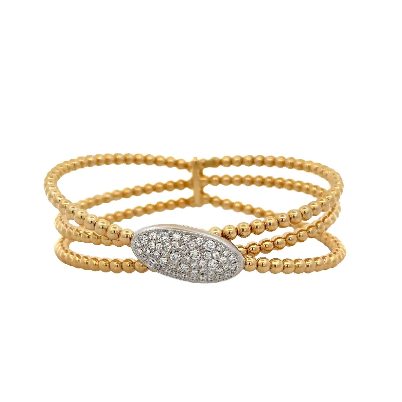 Beaded Flexible Diamond Bangle in 18k Gold