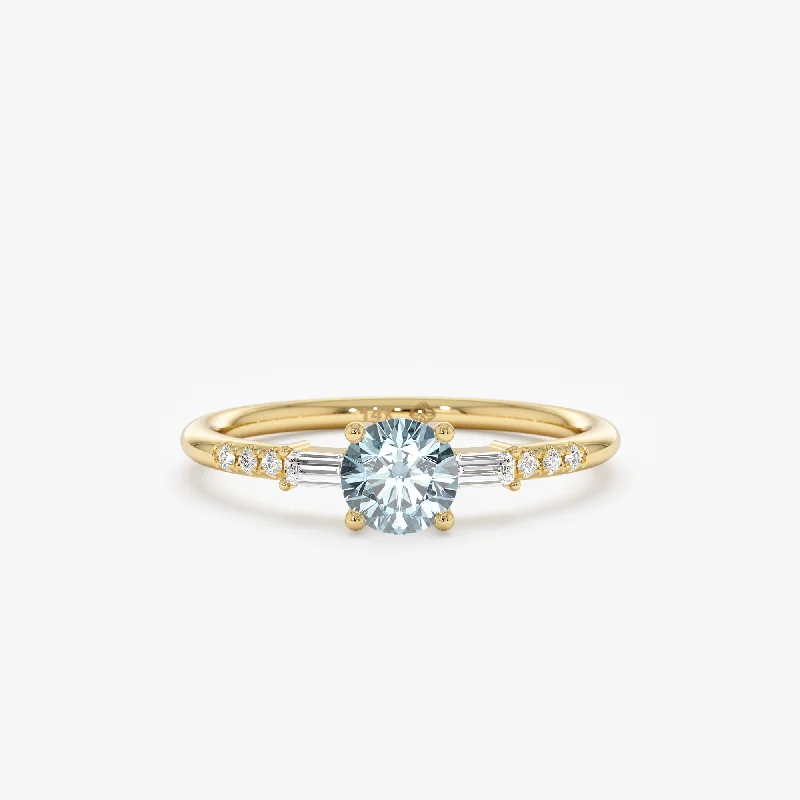 Diamond and Aquamarine Engagement Ring, Meara