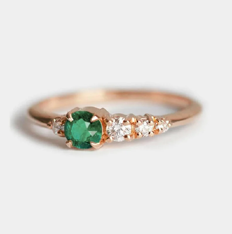 Priscilla Emerald Diamond Cluster Ring