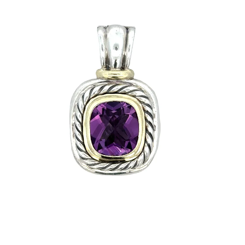 Estate David Yurman Two Tone Amethyst Pendant