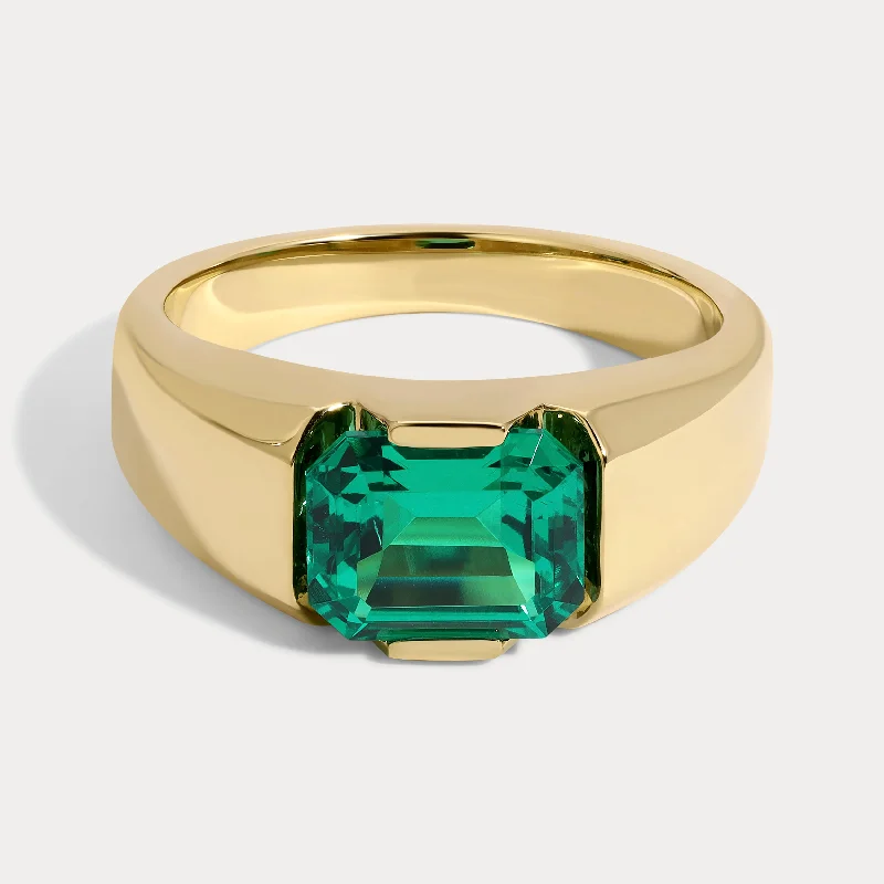 Josephine - 4.01ct Emerald Cut Lab Grown Emerald Ring