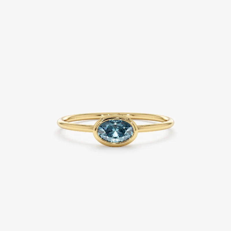 Oval Blue Topaz Ring, Linda