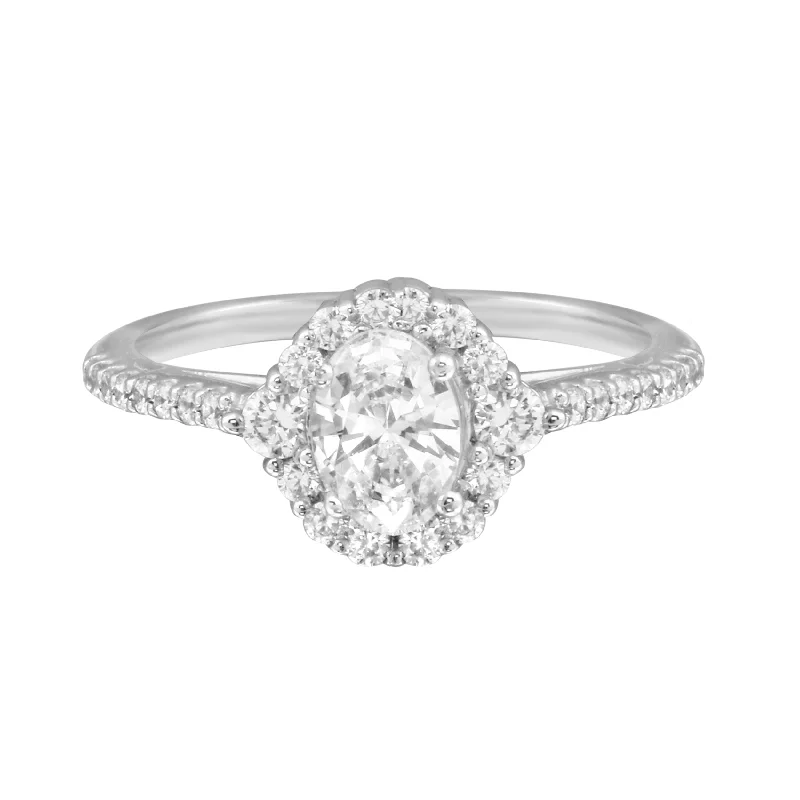 Oval Diamond Halo Engagement Ring