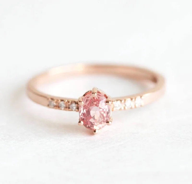 Eilian Peach Sapphire Diamond Ring