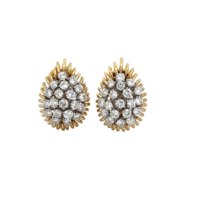 Pear Cut Diamond Clip-on Earrings in Yellow Gold