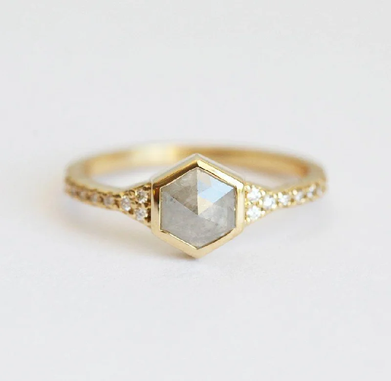 Felicity Hexagon Salt & Pepper Diamond Ring