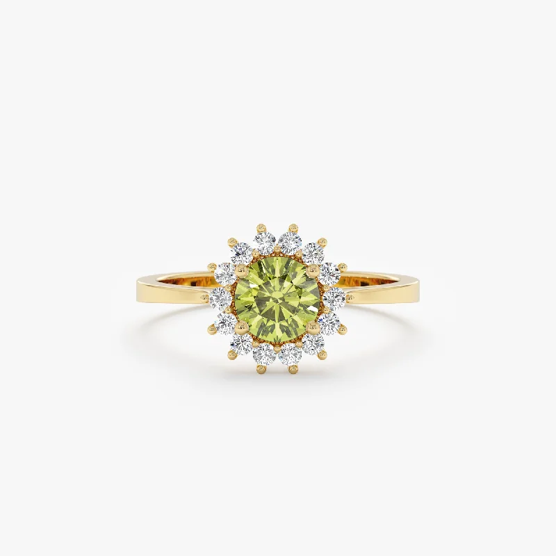 Round Peridot Engagement Ring, Jada