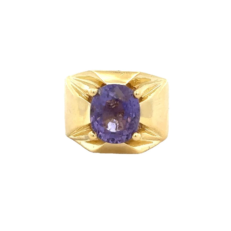 Statement Elbite Tourmaline Ring in 18k Yellow Gold