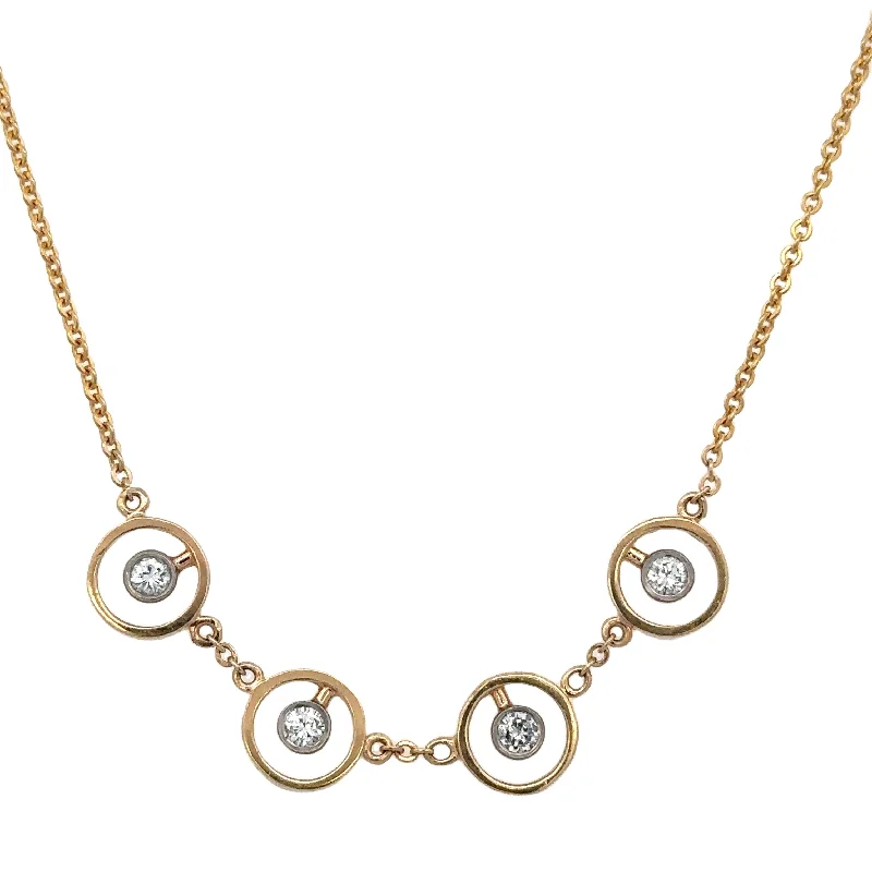 Vintage 1990s Diamond Circle Necklace in Yellow Gold