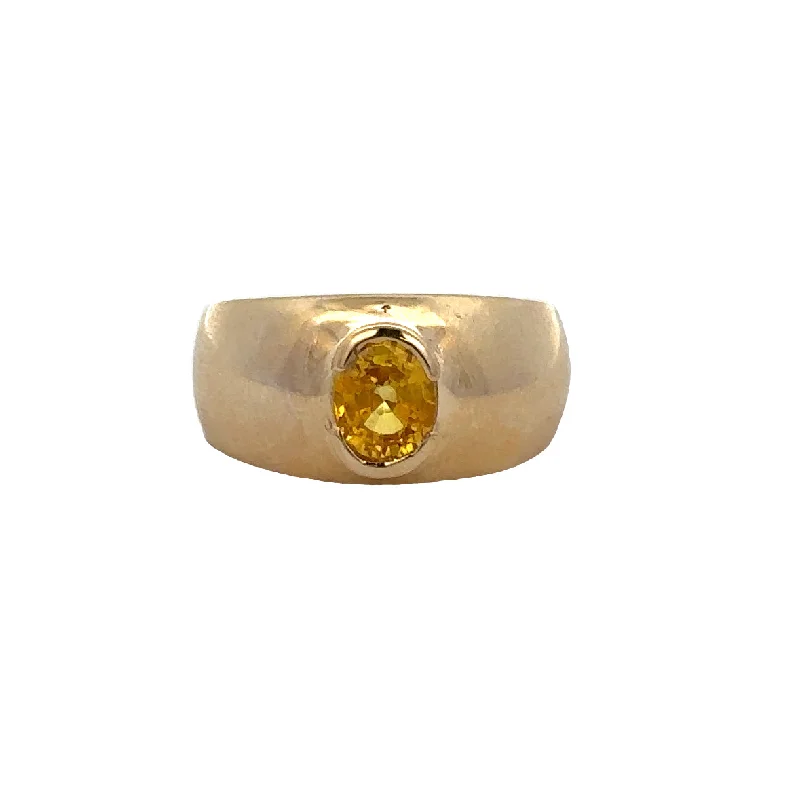 Wide Yellow Sapphire Ring in Yellow Gold