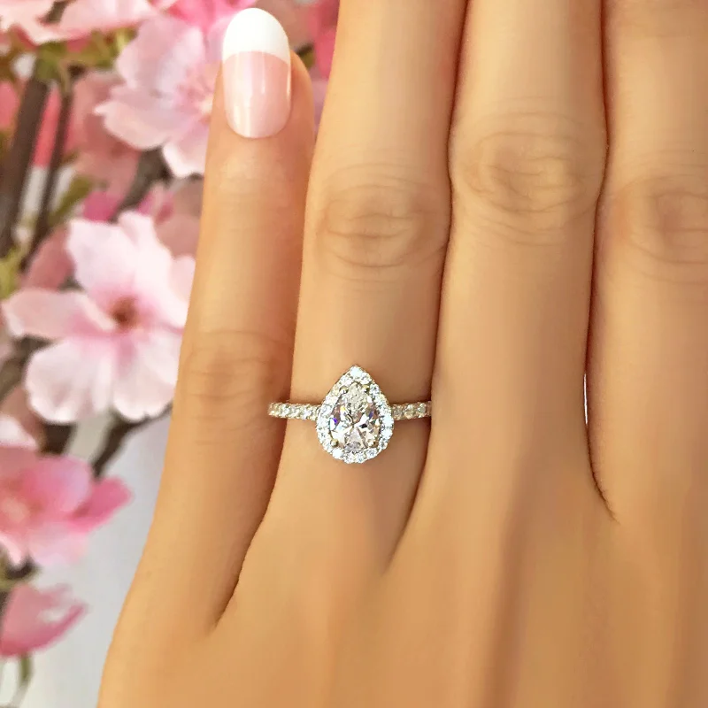 1 ctw Pear Halo Ring - 30% Final Sale