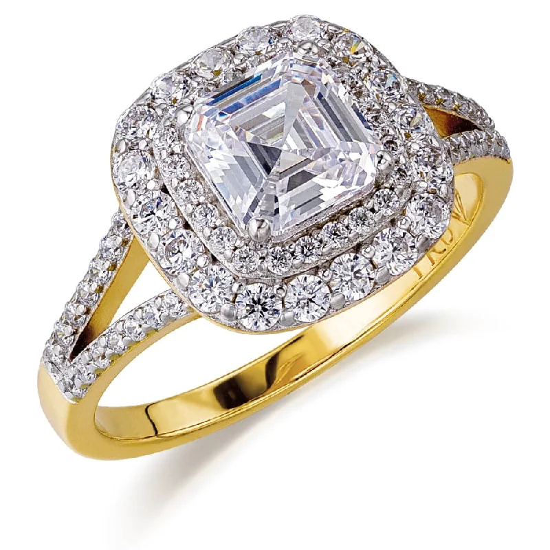 Asscher Cut Double Halo Ring