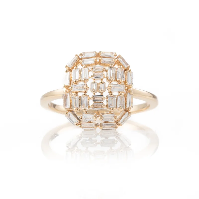 Baguette Deco Shield Ring