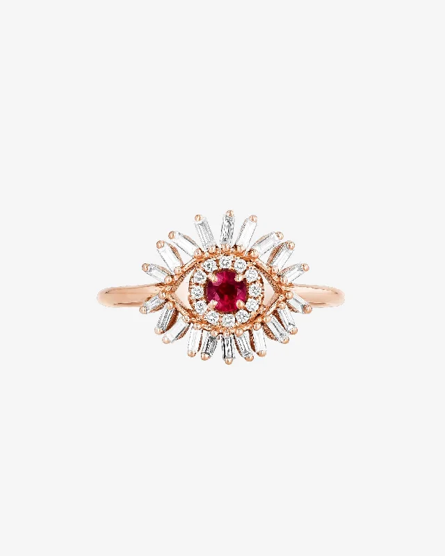 Evil Eye Mini Ruby Ring