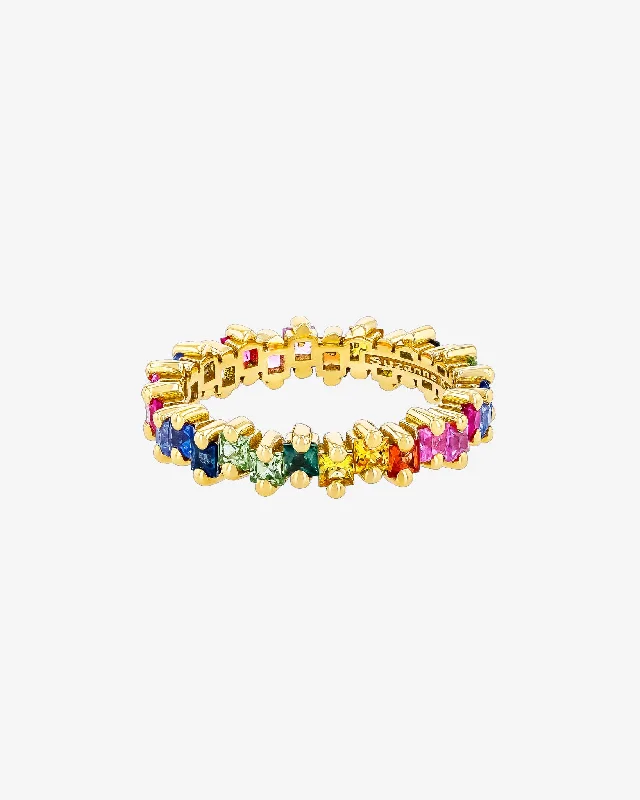 Princess Midi Rainbow Sapphire Eternity Band