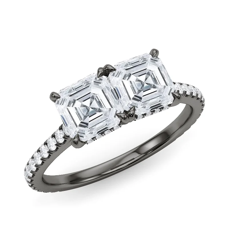 Twin Asscher Pave Ring