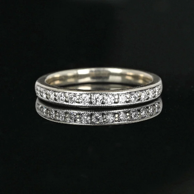 Vintage 14K White Gold Diamond Half Eternity Band Ring