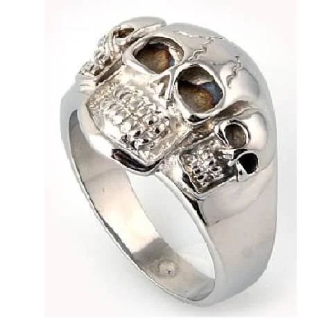 Triple Skull Stainless Steel Ring -20mm