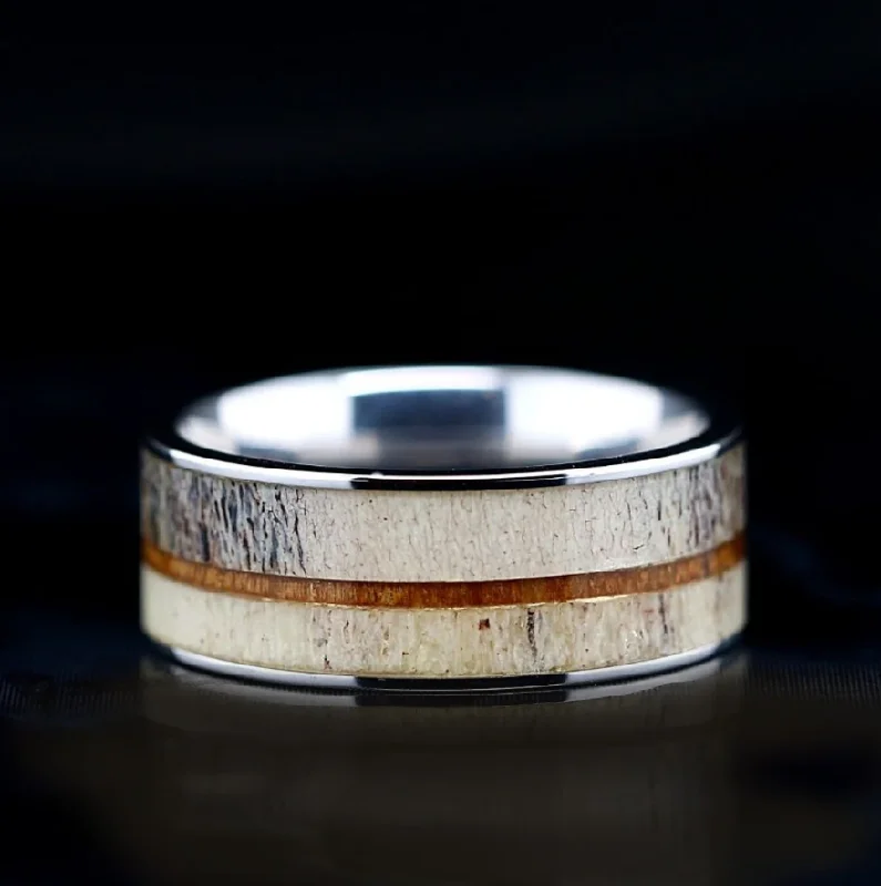 Deer Antler Ring with Koa Wood Inlay