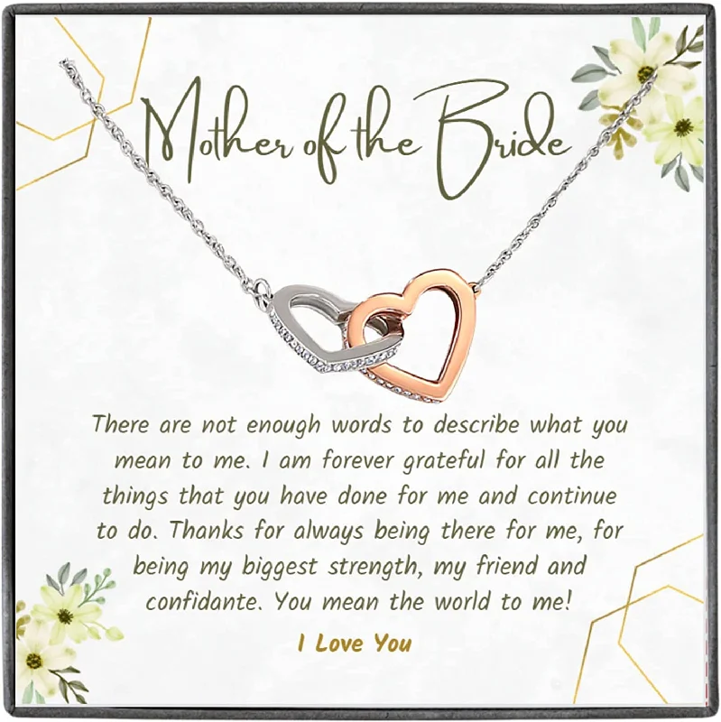 Wedding Necklace Gift Interlocked Hearts Gift From Daughter Mother Of The Bride Necklace From Bride Necklace Gift