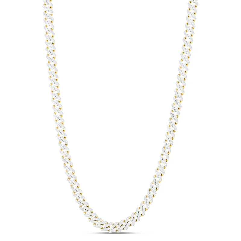 14K 8mm White Pave Modern Lite Edge  Chain