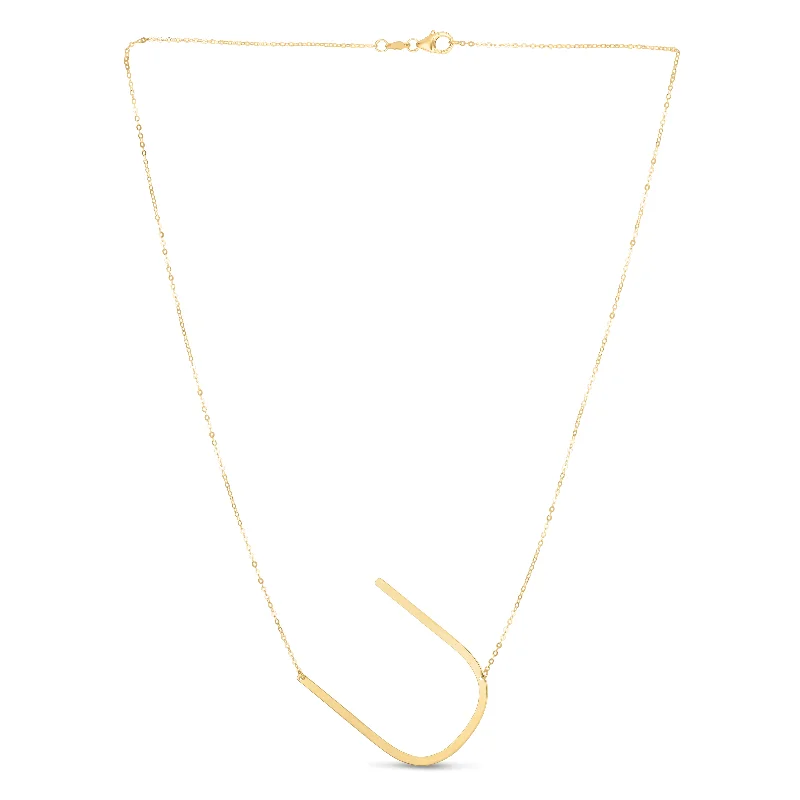 14K Gold Large Initial U Necklace