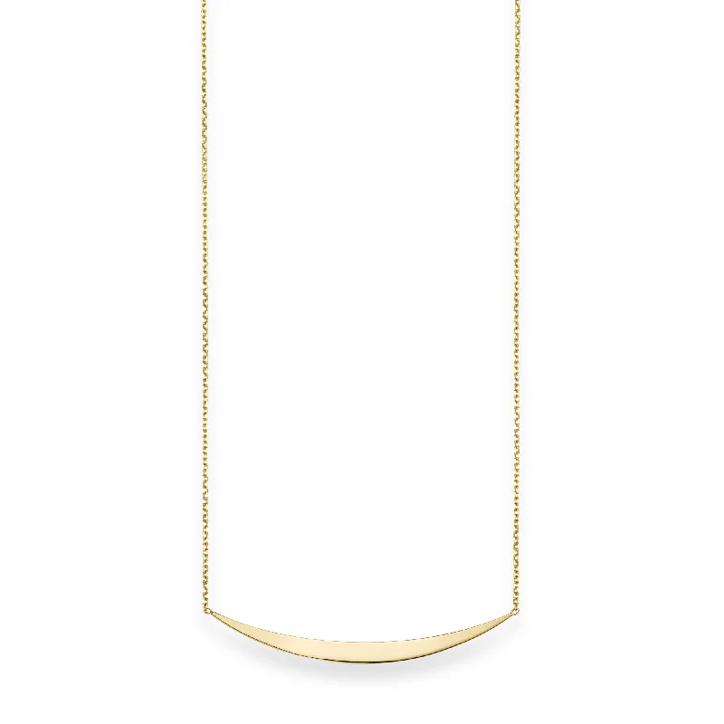 14K Gold Polished Crescent Bar Necklace