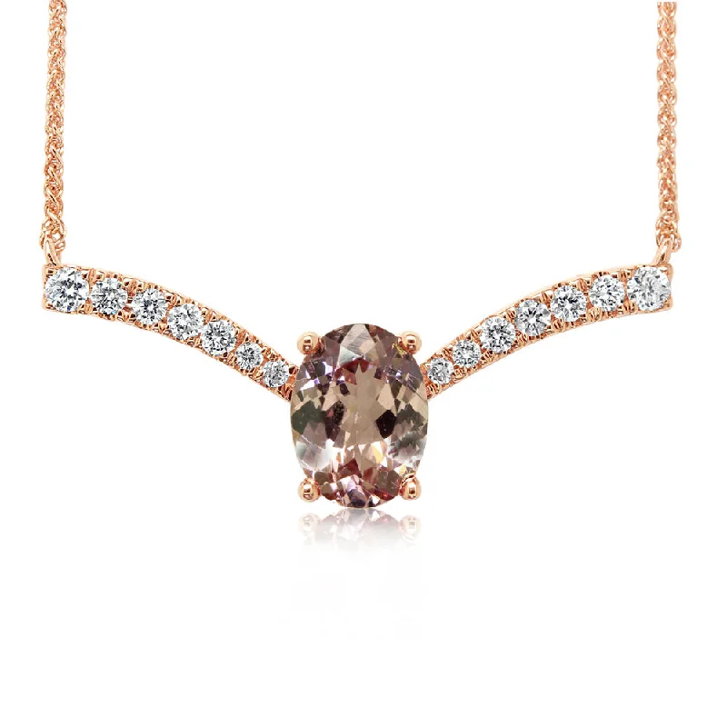 14K Rose Gold Lotus Garnet/Diamond Neckpiece