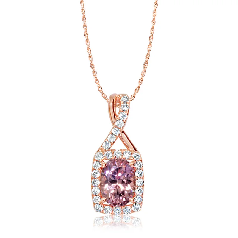 14K Rose Gold Lotus Garnet/Diamond Pendant