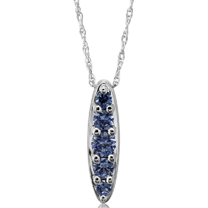 14K White Gold Montana Sapphire Pendant