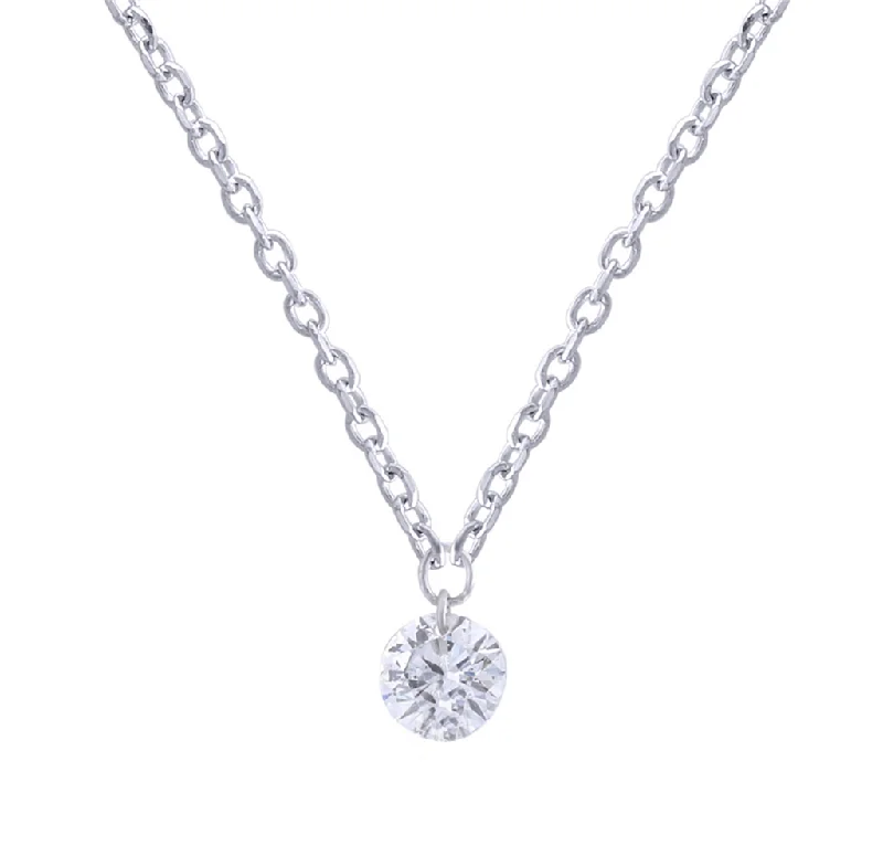 14K White Gold ‘Naked Diamonds’ Solitaire Diamond Pendant Necklace