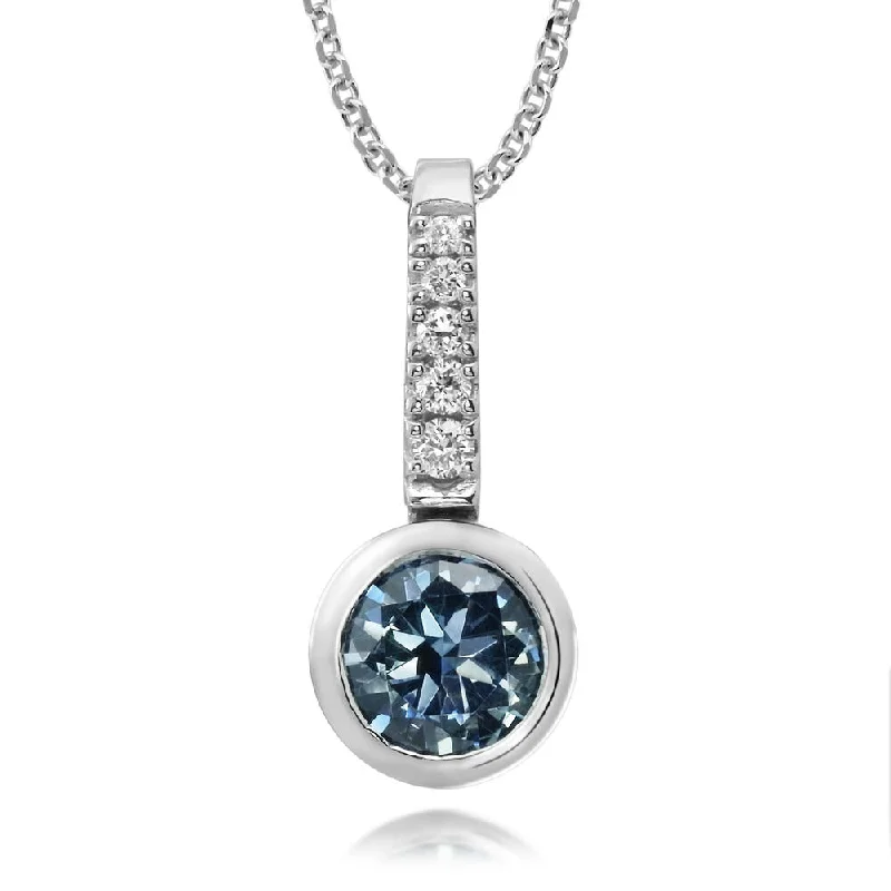 14K White Gold Sapphire/Diamond Pendant