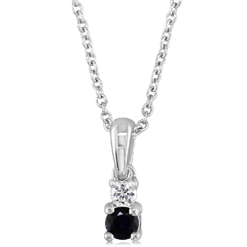 14K White Gold Sapphire/Diamond Pendant