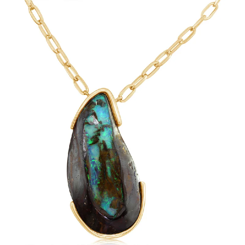 14K Yellow Gold Australian Boulder Opal Neckpiece