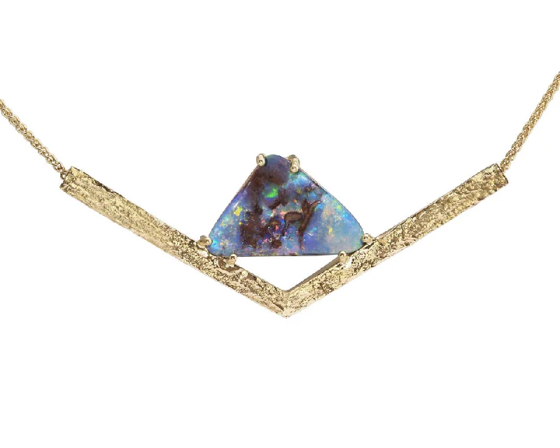 14K Yellow Gold Australian Boulder Opal Neckpiece