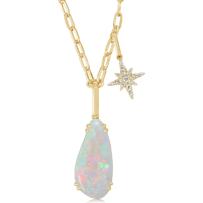 14K Yellow Gold Australian Opal/Diamond Neckpiece