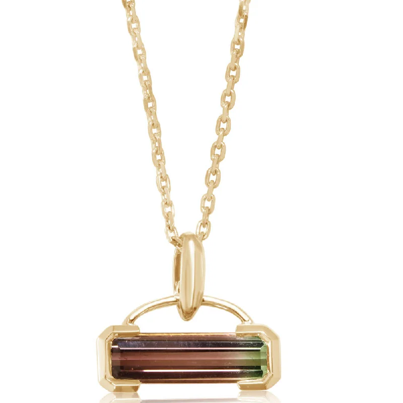 14K Yellow Gold Bi-Color Tourmaline Pendant