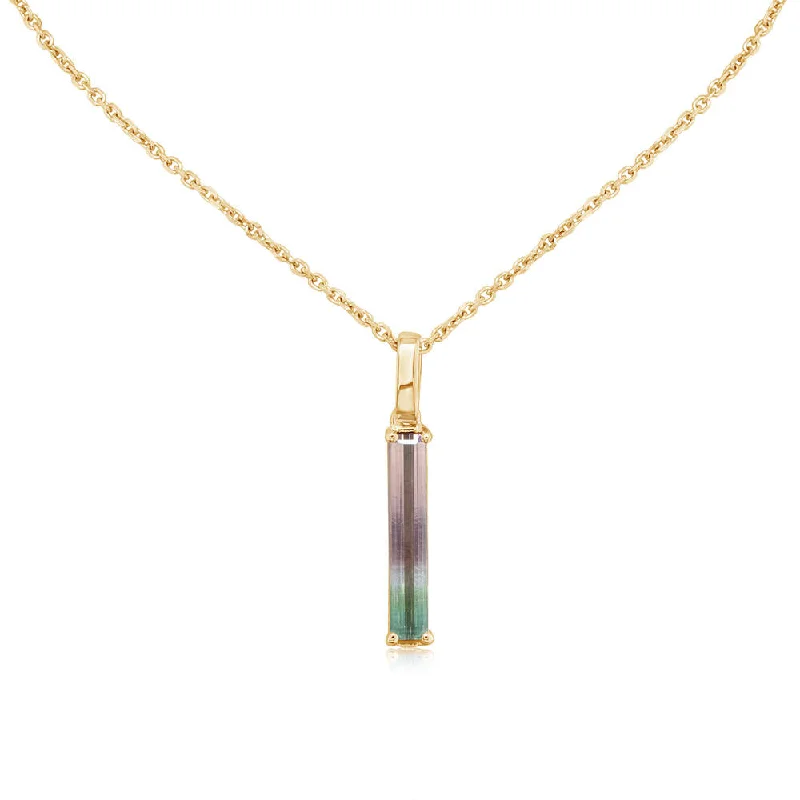 14K Yellow Gold Bi-Color Tourmaline Pendant