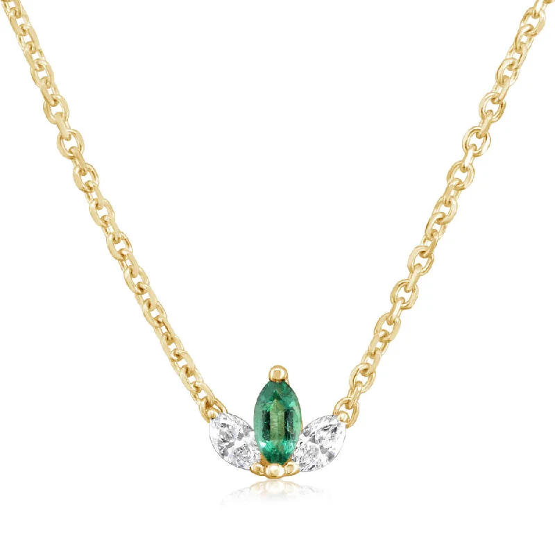 14K Yellow Gold Emerald/Diamond Neckpiece