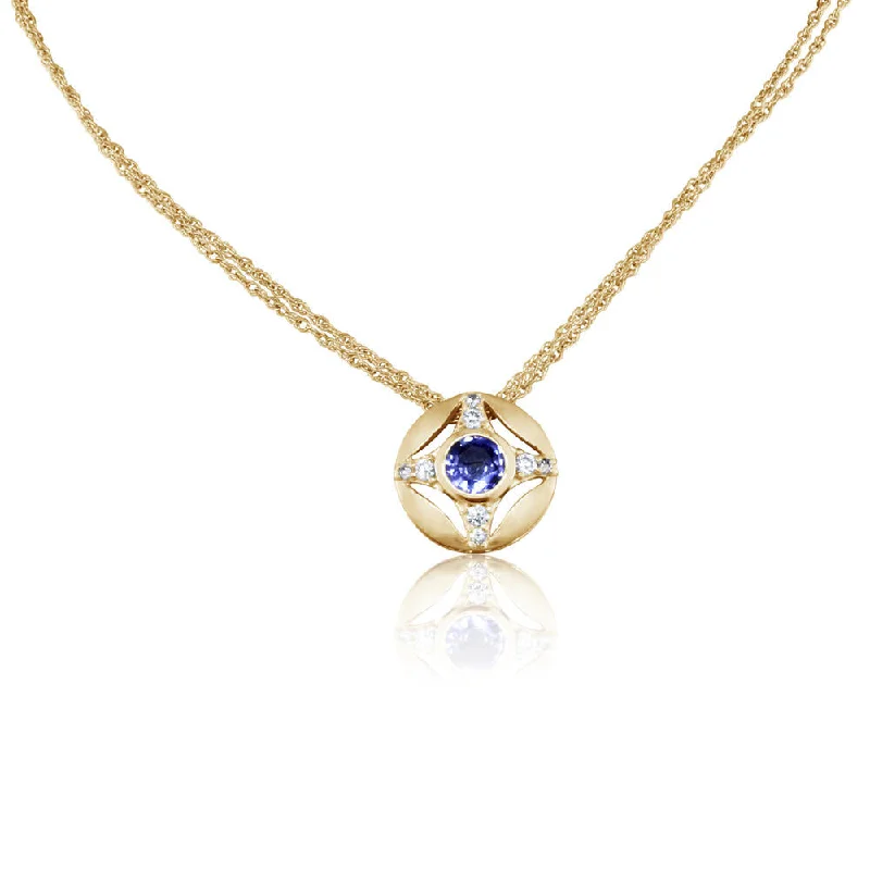 14K Yellow Gold Sapphire/Diamond Pendant