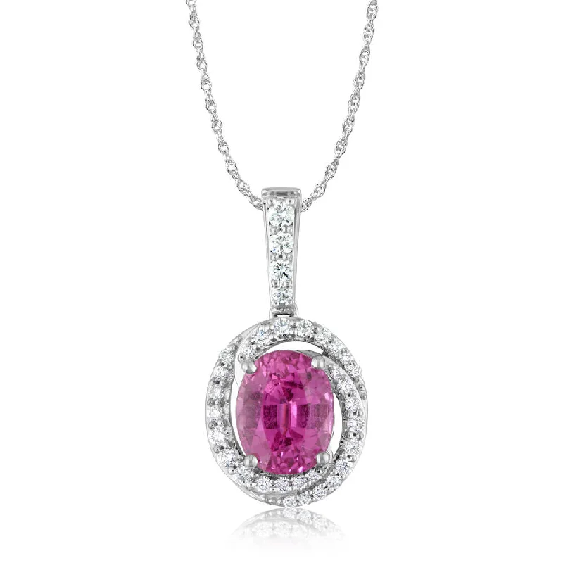 18K White Gold Pink Sapphire/Diamond Pendant