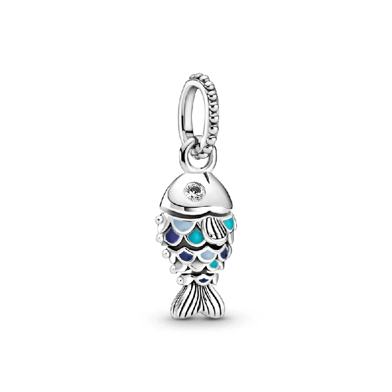 Blue Scaled Fish Dangle Charm