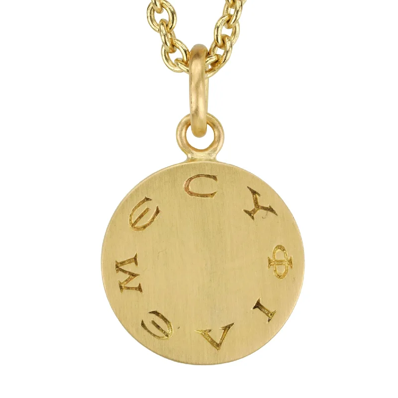 20K Gold Disc Engraved "Love Me" Pendant