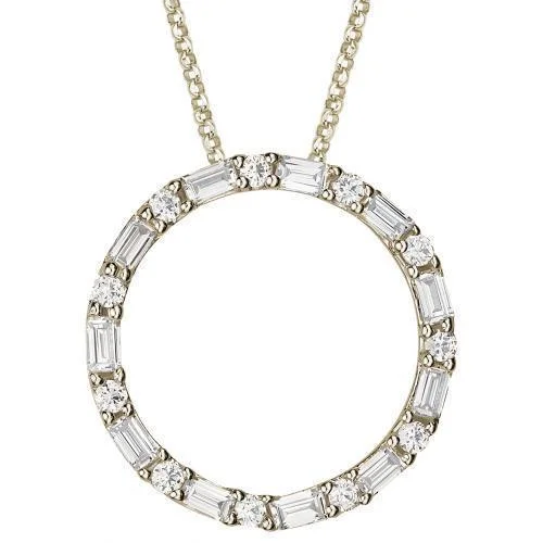 Circle pendant with 0.77 carats* of diamond simulants in 10 carat yellow gold